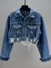 Jackets femininos Jacket Women Jacket Spring Summer Summer na indústria pesada rebite cravejado Jean Jean Women Wesen Unh Nail Jean Jacket Top 230815