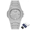 Нарученные часы Pintime Bling Diamond Watch для мужчин Женщины хип -хоп кварц роскошные из нержавеющей стали.