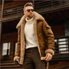 Herrenjacken Herren Winter Männer Fleece Kragen Motorradjacke Ein Stück Fell lässig Outdoor Thermalleder Wollmantel Männlich S-5xl Dhejs