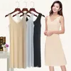 Women's Sleepwear Seamless Full Slips Women Petticoat Underskirt Plus Size Sexy V/U Neck Sleeveless Ice Silk Ultra Thin Dresses