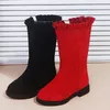 Sneakers Girls Boots 2023 Winter Fashion Warm Plush Princess Kids Shoes Black Red Low Heels Children High Size 26 37 CSH1199 230815