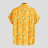 Men's Casual Shirts Summer Avocado Print Breathable Hawaiian Shirt Men Plus Size High Quality Fluorescent Clothes Masculina