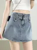 Saias de verão saia de jeans esticada feminina Anti-Glare A-Line Short Hakama Ins tide High Shorts