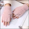 Fingerless Gloves Fashion Lady Glove Pure Color Autumn Winter Stay Warm Half Finger Mitt Thickening Anti Cold Womens Expose Fingers 7 Dhdks