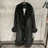 Trench jas voor damesleer Lang echte schapenvachtjas Echt Mongools lamskraagboordopje Trim Lady Fashion Outerwear GT3717