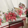 Cortina de Natal Flor de inverno cortinas transparentes para sala de estar de tule imprimida Curta