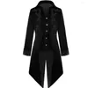 Men's Trench Coats Men Medieval Costume Victorian Black Red Retro Patchwork Jacket Steampunk Tuxedo Tailcoat Coat Gothic Overcoat