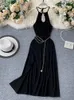 Casual Dresses Yuoomuoo Women Dress Fashion Chains Belt High Split Long Summer Backless Sexy Party Vestidos