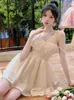 Casual Dresses Sexy Backless Mini Dress Women Beading Design Party 2023 Summer Holiday Beach Sweet Fairy Female Slim Elegant