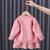 Bekleidungssets Baby Pfirsich Pulver Pullover Mantel Anzug Mode Strick -Strickjacke Mädchen Herbst Winter Winter