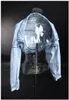 レディースジャケットエコーインハイト高品質ライトブルーデニムクロップドジャケット爆撃機ショート女性ファッションターンダウンカラージーンズ秋230815