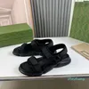 2023-Casual Sandals for Mens tofflor Fashion Classics Chain Buckle äkta läderkrok Loop Cool Shoes Designers Flat Ladies Sandal 38-45