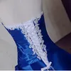 Robe de mariée bleu Royal et perles blanches, avec des appliques, col en cœur, sans bretelles, robe de bal, robes de soirée, 328 328