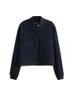 Женские куртки женщины обрезанные темно -синие длинные рукава куртка женская мода o Nece Big Pockets Jackets Spring Lady Streetwear Coats 230815