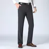 Calça masculina roupas de verão zíper formal casual fino fino sólido respirável gelo bolsos de seda