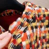 Damesjassen mode hoogwaardige kleurrijke plaid wol geweven jas voor vrouwen 2023 zijde voering haakbutton lange mouw bovenkleding vrouw