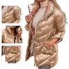 Women's Down Warm Long Sleeve Solid Color Retractable Sleeves Quilted Coat For Daily Wear Thick Jacket Cotton Padded