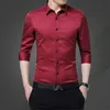 Mens Casual Shirts Fashion Long Sleeved Shirt White Blue Black Smart Male Social Dress Plus 230815