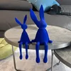 Decoratieve objecten Figurines Flocking Rabbit Standue Home Decoratie Modern Nordic Cute Animal Resin Art Sculpture Crafts Desktop Office Room Ornament 230815