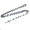 Kedjor Fashion Rosary Cross Halsband Katolska religiösa Glass Crystal Round Pärlor Virgin Mary Jewelry