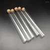 10pcs/20pcs Lab DIA 12mm To 30mm Clear Glass Test Tube With Cork Stoppers Flat Bottom Tubes In Laboratory Supplies