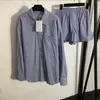 Avslappnad streck kvinnliga skjorta byxor lösa shorts långärmad blus modemärken toppar kvinnokläder