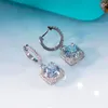 Dangle Earrings QINHUAN Round Moissanite Drop For Women S925 Sterling Silver With Platinum Plated Luxury Jewelry Certificate