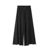 Women's Pants Plus Size Women Winter Warm Trousers Wide Leg Bottoms Cropped Knitted Wool 2023 OS045