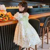 Платья для девочек девочки новое шифоновое с коротким рукавом модное детское фрагментированное цветочное платье супер бессмертное платье принцессы лето R230816