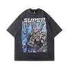 Super Saiya Street Vintage Streetwer Overszed Anime Hip-Pop Cartoon Men Shirts T-shirt Causal Fashion Summer Fashion