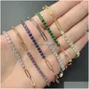 Chain 2023 Trendy Tennis Bracelet Jewelry Mticolor Crystal Gold Plated Stacking Paperclip Link Diamond Bracelets Drop Delivery Dh1Ev