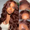 40 polegadas de longa perucas de renda marrom avermelhada de cabelo humano pré -arrancado 13x4 Lace Frontal Wig Red Brown Born Body Wave Synthetic Wig