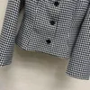 Damesjacks 2023 Fashion Houndstooth taille Up jas landingsbaan ronde nek ronde nek lange mouw jas klassieke woon -werkverkeer stijl kleding