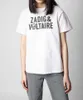 Zadig Voltaire 23Designer T Shirt ZV Mens Classic Letter Print Front and Back Scratched Font Cotton Women's Short Sleeve T-shirt