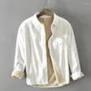 Erkekler Sıradan Gömlek Kış Moda Erkekler Kıkırdak Polar Göğüs Cep Oxford Pamuk Beyaz Gömlek Düz Renk Basit Rahat Uzun Kollu Yakel
