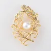 Broches Leaf Pins Vintage Style With Pearl Women Broch Wedding Accessories Juwelskraagbroches