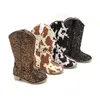 Boots Unishuni Spring herfst laarzen voor meisjes kinderen High Heel Bling Glitter Boot Knie High Western Cowboy Boot met Zip Fashion Shoe J230816