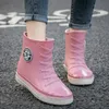 Rain Boots Designer Mid Calf Rain Boots Women's Green Waterproof Shoes For Rainy Day Ladies Pink Fur Rubber Rainshoes Woman Galoshes 230815