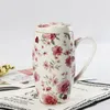 Mugs Super Large Capacity Bone China Waist Drum Water Cup Creative Ceramic Milk Coffee Office With Cover