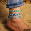 Identifikation Sommer Bohemian Fußarmbänder Luxusdesigner Schmuck Frauen Mädchen Mticolor Seil geflochten