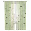 Gardin söt bambu illustration växt tyll gardiner för vardagsrum sovrum dekor chiffong rensan kök fönster gardin draperar