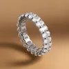 خواتم الزفاف 25666TTW خاتم الخطوبة البيضاوي للنساء 925 Sterling Silver Lab Diamond Promise Band Jewelry 230816