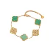 Van Clover Bracelet Luxury Designer Sieraden Vierbladarmbanden 18K Gold Plaat Agaat Diamant mode -van Love Charm Chain For Women