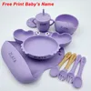Cups Dishes Utensils Crab Plate For Baby Silicone Tableware Suction Bowl Tray Bibs Spoon Personalized Name Baby s Feeding Set Kids 230815