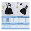 Clothing Sets Baby Two-Pieces Suits Children Formal Fantasy Suit Boy Bow Dress Child Shirts Bodysuit+Overall Boys Wedding Wear Summer Clothing