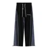 Męskie dżinsy Patchwork Color Contrast Men Men Pants Pants Elastyczna talia Draw String 2 Kolory 230815