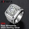 Bröllopsringar AIFAFA 10 Real Plate 18K White Gold S925 Sterling Silver Big Gemstone Man Ring Smycken Pass Diamond Test 230816