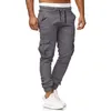 Pantaloni da uomo tinta unita vestibilità slim gamba lunga sport casual da jogging leggero escursionismo lavoro all'aperto