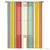 Curtain Colorful Stripes Sheer Curtains for Living Room Printed Tulle Window Curtain Luxury Home Balcony Decor Drapes