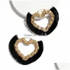 Dangle Chandelier 12 Colors Fashion Statement Earrings For Women Vintage Ethnic Drop Boho Love Heart Tassel Earring Party Eardrop Dhlzx